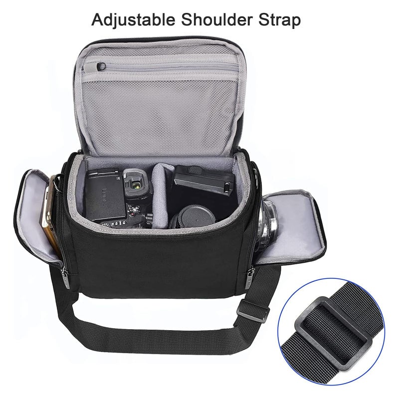 CADeN Camera Shoulder Crossbody Bag Case Compatible for Nikon, Canon, Sony SLR/DSLR Mirrorless Cameras and Lenses Waterproof(1.0 M, Black) - Image 5